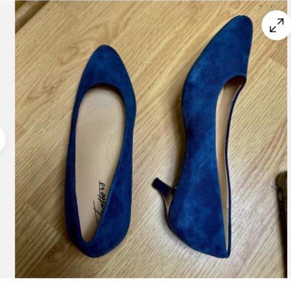TROTTERS BLUE SUEDE KITTEN HEEL CUSHIONED Comfort PUMPS 7.5 M Shoes - Picture 5 of 7